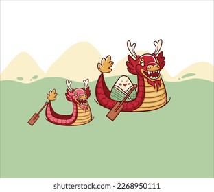 vector hand drawn dragon boat