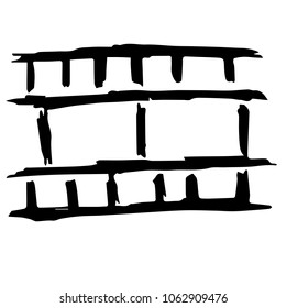 Vector Hand Drawn Drawing Brush of Frame Film Strip Movie Negative Picture. Flat Line Icon Logo, Sign, Symbol, Object. Graphic Design Element, Illustration, Poster, Print.