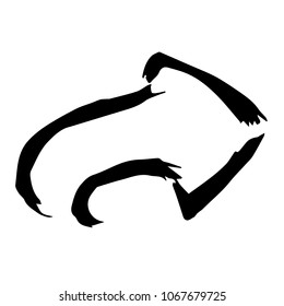 Vector Hand Drawn Drawing Brush of Arrow Direction Right Up Left Down Pointer. This is for Flat Line Icon Logo, Sign, Symbol, Object. Graphic Design Element, Illustration, Poster, Print, Background.