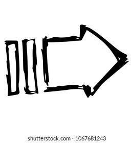 Vector Hand Drawn Drawing Brush of Arrow Direction Right Up Left Down Pointer. This is for Flat Line Icon Logo, Sign, Symbol, Object. Graphic Design Element, Illustration, Poster, Print, Background.