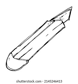 Handgezeichnete Vektorzeichnung eines Schreibmesser. Ein einfaches Element für Typografie. Office-Tools. Freehand Zeichnung.