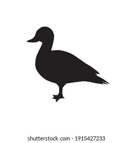 Vector hand drawn duck silhouette isolated on white background