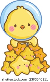 a vector of hand drawn duck and stars vector

