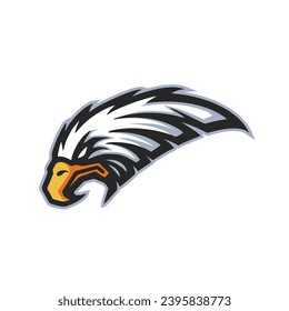 Vector Hand drawn eagle head logo Icon mascot, White Background