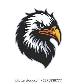 Vector Hand drawn eagle head logo Icon mascot, White Background