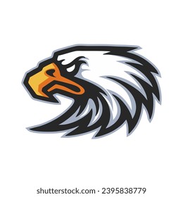 Vector Hand drawn eagle head logo Icon mascot, White Background