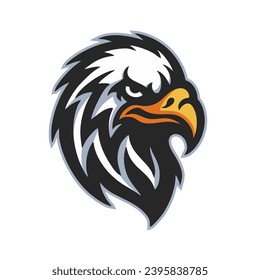 Vector Hand drawn eagle head logo Icon mascot, White Background