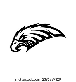 Vector Hand drawn eagle head logo Icon mascot, White Background