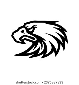 Vector Hand drawn eagle head logo Icon mascot, White Background