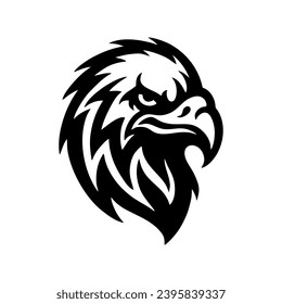 Vector Hand drawn eagle head logo Icon mascot, White Background