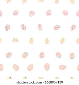 Vector Hand drawn Easter eggs horizontal seamless pattern.