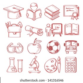 vector hand drawn education icon set on white