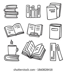 Vector hand drawn element. Books set