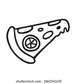 Vector hand drawn element. Slice of pizza