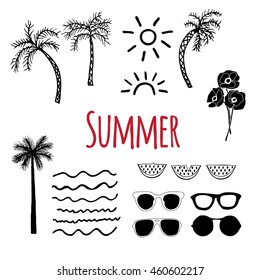 Vector hand drawn elements for decoration, cards, background, wrapping and design. 