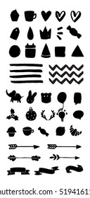 Vector hand drawn elements. Good for Merry Christmas, wedding invitations. birthday cards 