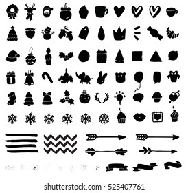 Vector hand drawn elements. Good for Merry Christmas, New Year, Valentine Day, and other Holidays. 