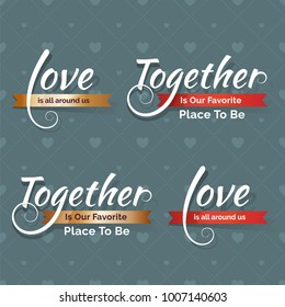 Vector hand drawn elements for Valentine's Day. Labels, overlays, calligraphy, hearts set. Can be used for wallpaper, website, textile, greeting cards, wedding invitation, wrapping,  book cover, web