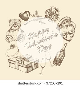 Vector hand drawn elements for Valentine's day. 