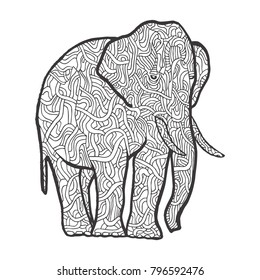  Vector hand drawn elephant