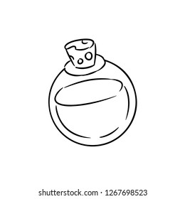 Vector hand drawn empty potion flask doodle icon. Round bottle sketch