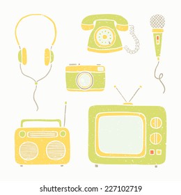 Vector hand drawn entertainment appliances 