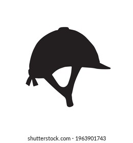 Vector hand drawn equestrian horse riding helmet silhouette isolated on white background