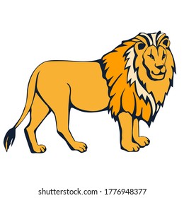Vector  hand drawn exotic wild cat lion. Hand drawn ink illustration. Modern ornamental decorative background. Print for textile, cloth, wallpaper, scrapbooking