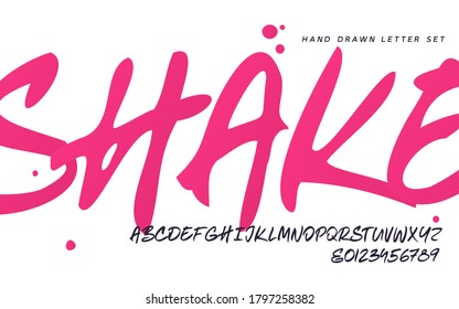 Vector hand drawn expressive calligraphic letter set.