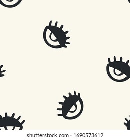 Vector hand drawn eye doodles seamless pattern on light background, modern design