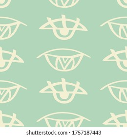 Vector hand drawn eye doodles seamless pattern, fashion ethnic fabric, tribal print texture, modern design
