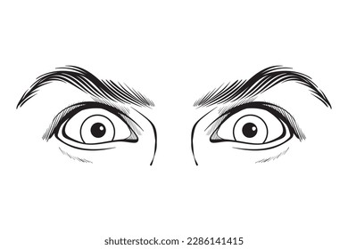 vector hand drawn eye expression line art illustration