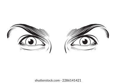 vector hand drawn eye expression line art illustration