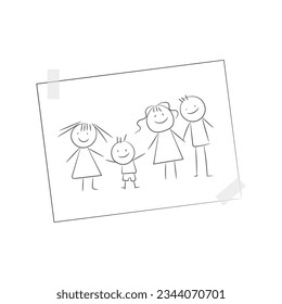 Vector hand drawn family drawing illustration.