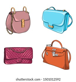 Vector hand drawn fashion bags collection.