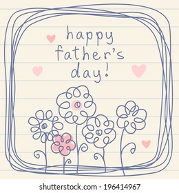 Vector hand drawn Father's Day card in childish style. Illustration for print. web