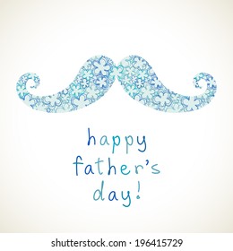 Vector hand drawn Father's Day card with cute mustache. Illustration for print. web