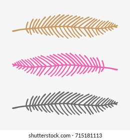 Vector hand drawn feathers. Print, poster, postcard, elements for design.