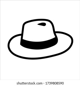 Vector Hand Drawn Fedora Hat Outline Stock Vector (Royalty Free ...