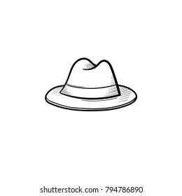 Vector hand drawn fedora hat outline doodle icon. Trilby sketch illustration for print, web, mobile and infographics isolated on white background.