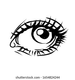 vector hand drawn female eye isolated on white background