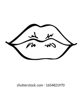 labios hembras dibujados a mano vectorial aislados en fondo blanco
