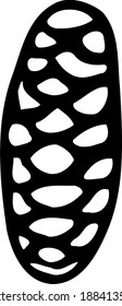 Cono de abeto dibujado a mano con vectores. Pintura en blanco y negro.


