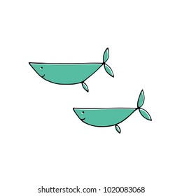 Vector hand drawn fish. For children fashion and stationery, nursery, scrapbooking, home decor and textile, surface design. Ocean marine world. Part of a large sea creatures collection.