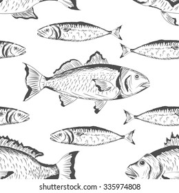 Fishes Sketch Vector Isolated Icons Sea Stock Vector (Royalty Free ...