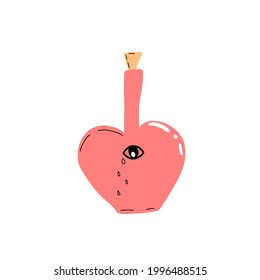 Vector hand drawn flask with magic potion doodle icon. Flask with magic potion illustration for print, web, mobile and infographics isolated on white background.