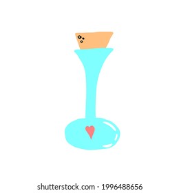 Vector hand drawn flask with magic potion doodle icon. Flask with magic potion illustration for print, web, mobile and infographics isolated on white background.