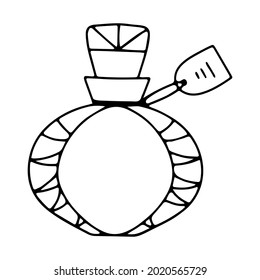 Vector hand drawn flask with magic potion outline doodle icon. Flask with magic potion sketch illustration for print, web, mobile and infographics isolated on white background