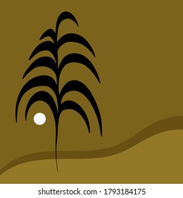 Vector hand drawn flat abstract illustration with landscape. Creative artwork. Template for card, poster, banner, print for t-shirt, pin, badge, patch.