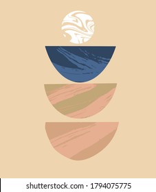 Vector hand drawn flat abstract background with geometrical shapes. Creative surreal artwork. Template for card, poster, banner, print for t-shirt, pin, badge, patch.
